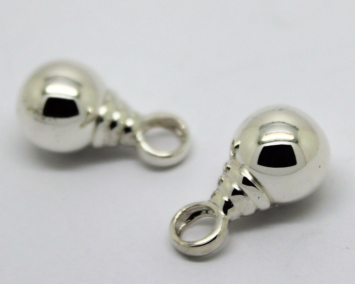 Genuine New Sterling Silver 10mm Plain Balls Charm Earrings