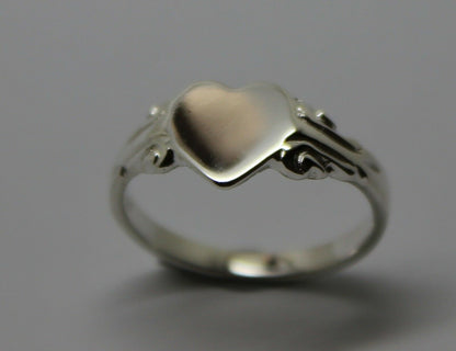 Kaedesigns, Genuine 925 New Childs Solid Sterling Silver Heart Signet Ring