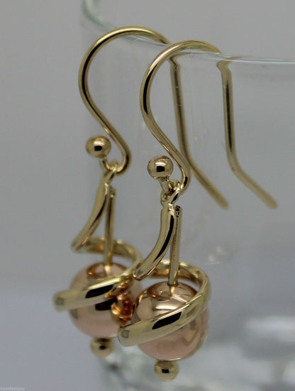 Kaedesigns New Genuine 9ct 9k Yellow & Rose Gold 8mm Swirl Ball Earrings