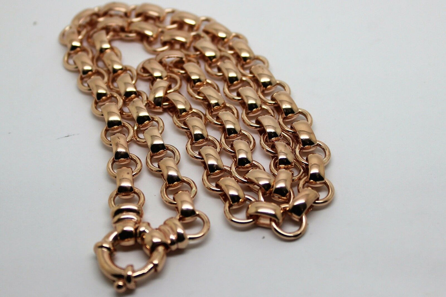 Genuine 9ct Rose Gold 375,Solid Heavy Oval Belcher Necklace Chain 60grams 60cm