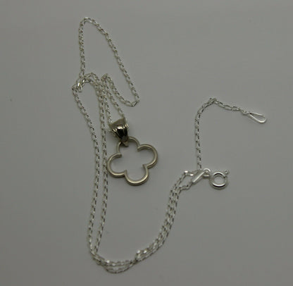 Sterling Silver 925 40cm Necklace & Small Four Leaf Clover Pendant + Chain