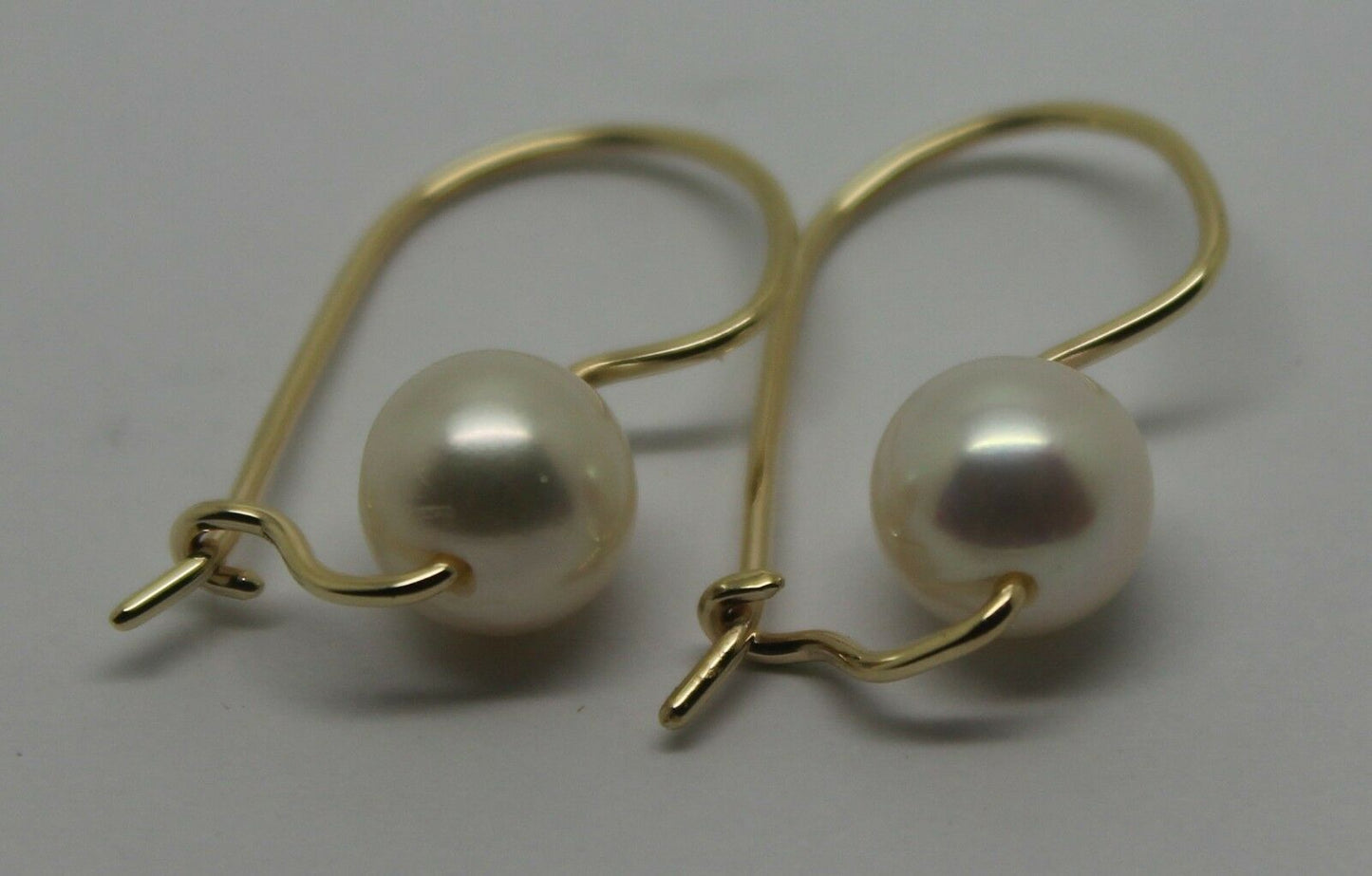 Genuine 9ct 9k Yellow, Rose or White Gold 8mm White Pearl Hook Earrings