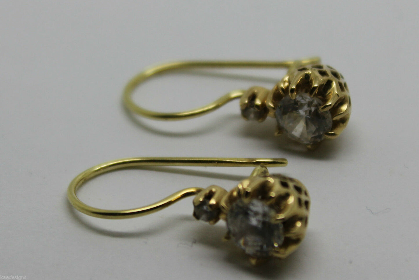 New 14ct 585 Full Solid Yellow Gold Cubic Zirconia Stone Earrings *Free Express Post In Oz