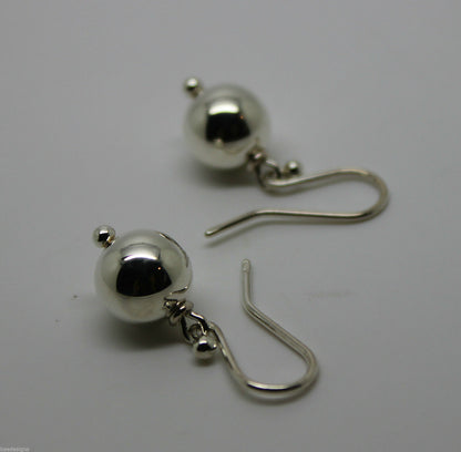 Genuine Sterling Silver 10mm Wide Ball Hook Earrings