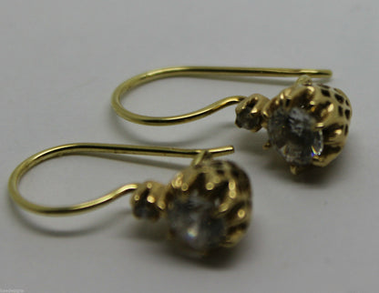 New 14ct 585 Full Solid Yellow Gold Cubic Zirconia Stone Earrings *Free Express Post In Oz