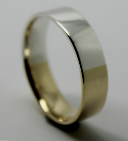 Genuine 9ct Yellow Gold & Sterling Silver 6mm Band Ring Size X