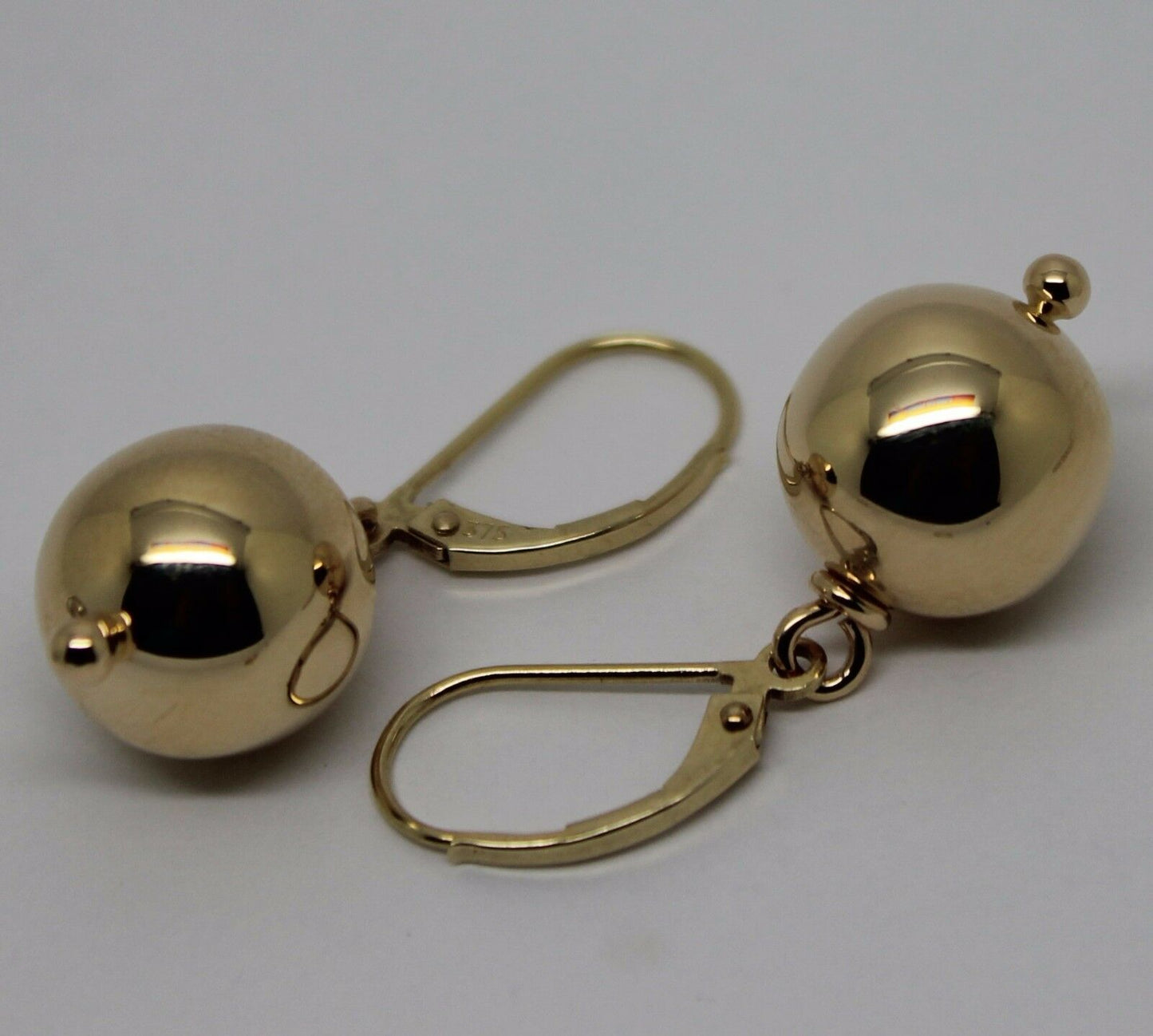 Kaedesigns New 9ct 9k Yellow, Rose or White Gold Continental Hooks 12mm Ball Plain Earrings