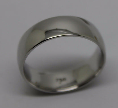 Genuine 18ct Hallmarked 750 Heavy White Gold Full Solid 7mm Wedding Band