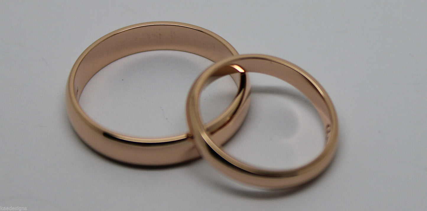 Kaedesigns, 2 Rings X Custom Made Solid 18ct 18kt Rose Gold Wedding Bands