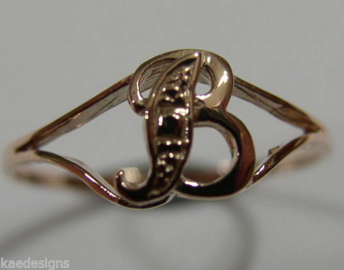 Genuine 9ct Yellow, Rose or White Gold Initial Ring B