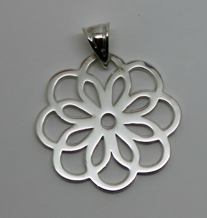 Kaedesigns Genuine Sterling Silver 925 Flower Large Pendant