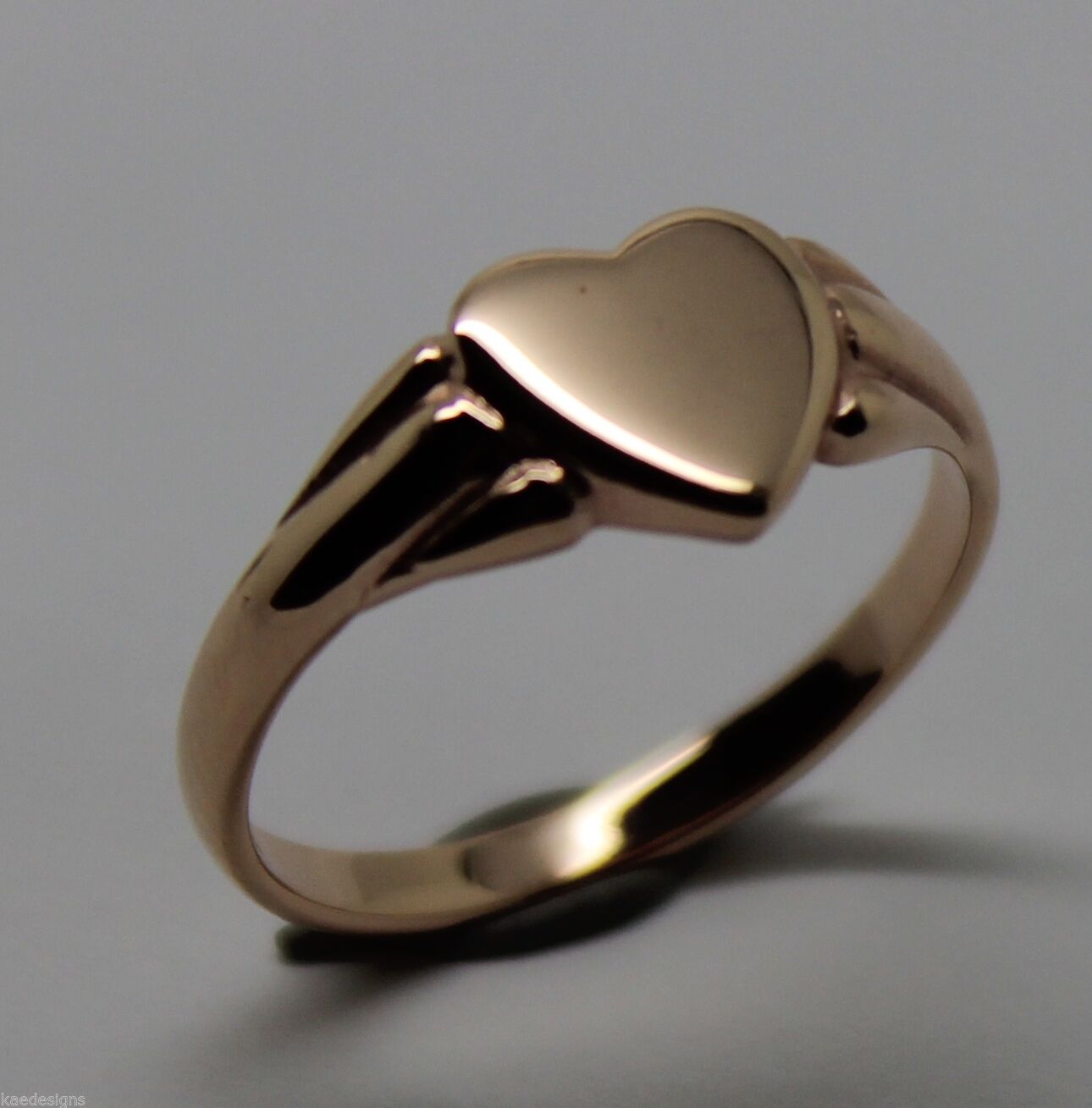 Size K, Kaedesigns, Genuine New Childs Solid 9ct 375 Yellow, Rose & White Gold Heart Signet Ring 324