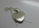 Genuine Sterling Silver Chain Necklace & Large Brushed Heart Pendant