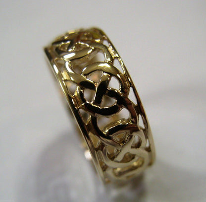 Genuine 9ct 9k Solid Yellow, Rose Or White Gold Large Celtic Ring In Your Size 223