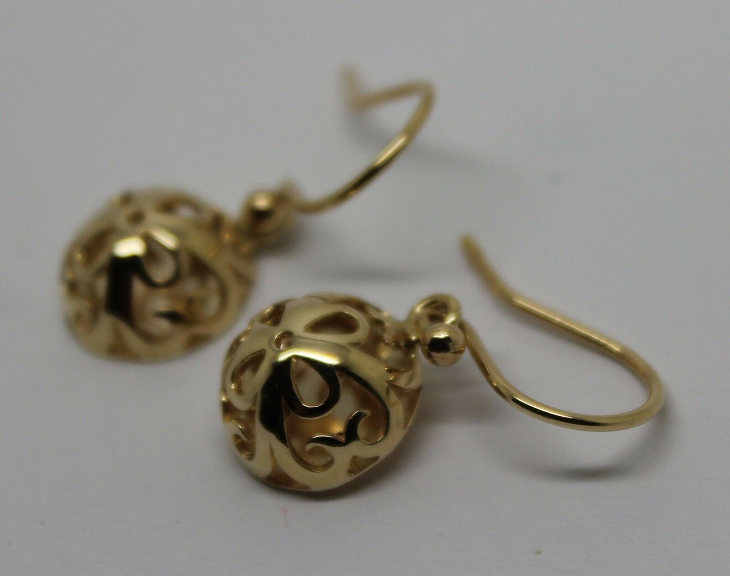 Genuine 9ct Yellow or White or Rose Gold 12mm Half Ball Filigree Hook Flower Earrings