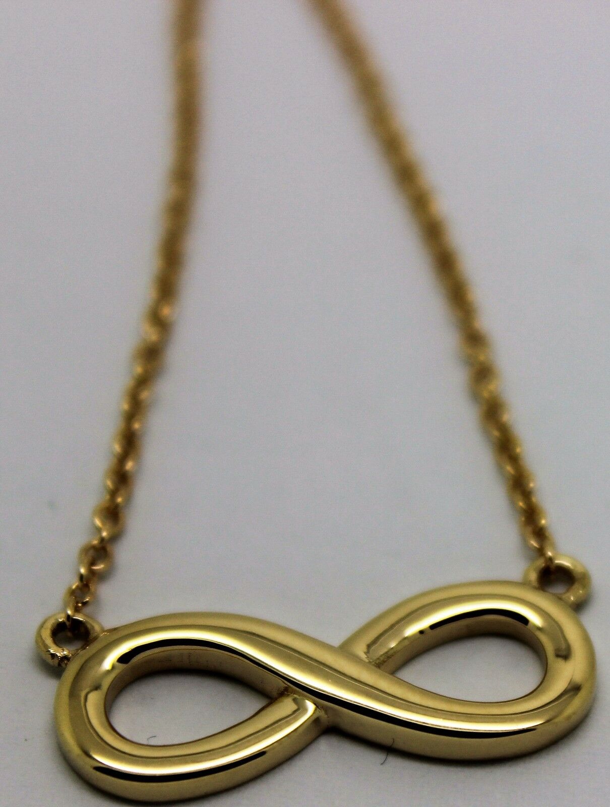 Kaedesigns, New 9ct 375 Solid Yellow Gold Infinity Long 56cm Belcher Necklace