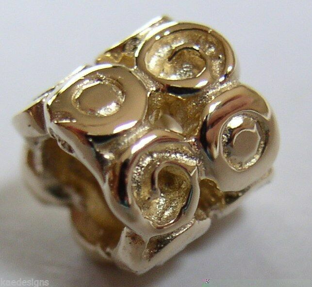 Kaedesigns, Genuine 9ct Yellow Or Rose Or White Gold Swirl Bead Charm