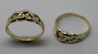 Genuine His & Hers Set Solid 9ct 9K Yellow Gold Celtic Weave Wedding Couple Bands Rings