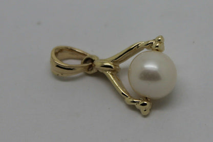 Kaedesigns New 9kt 9ct Yellow, Rose or White Gold 7mm White Pearl Ball Pendant