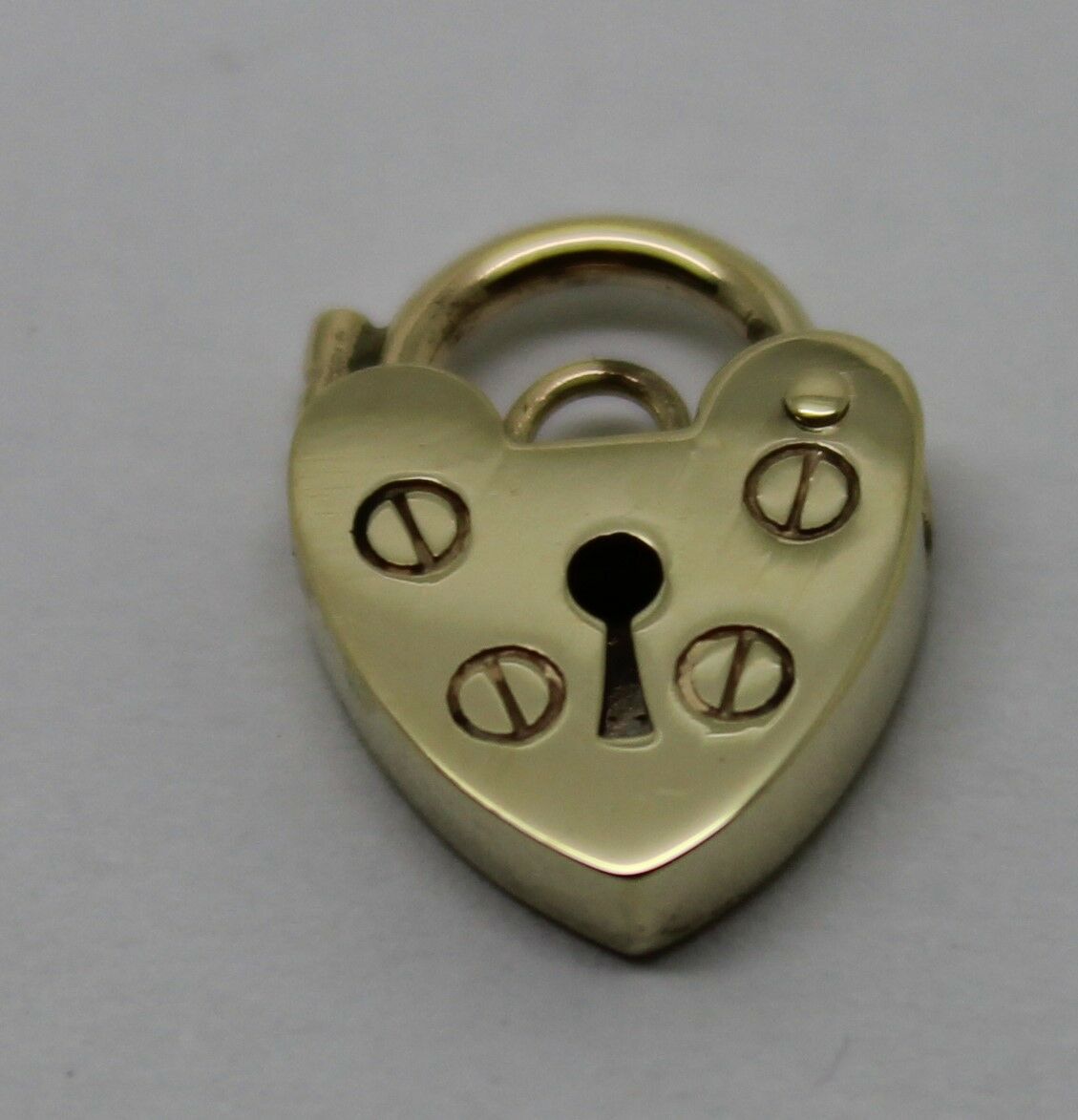 Genuine Small 13.5mm 9ct 9k Yellow Gold Screw Heart Pendant Padlock