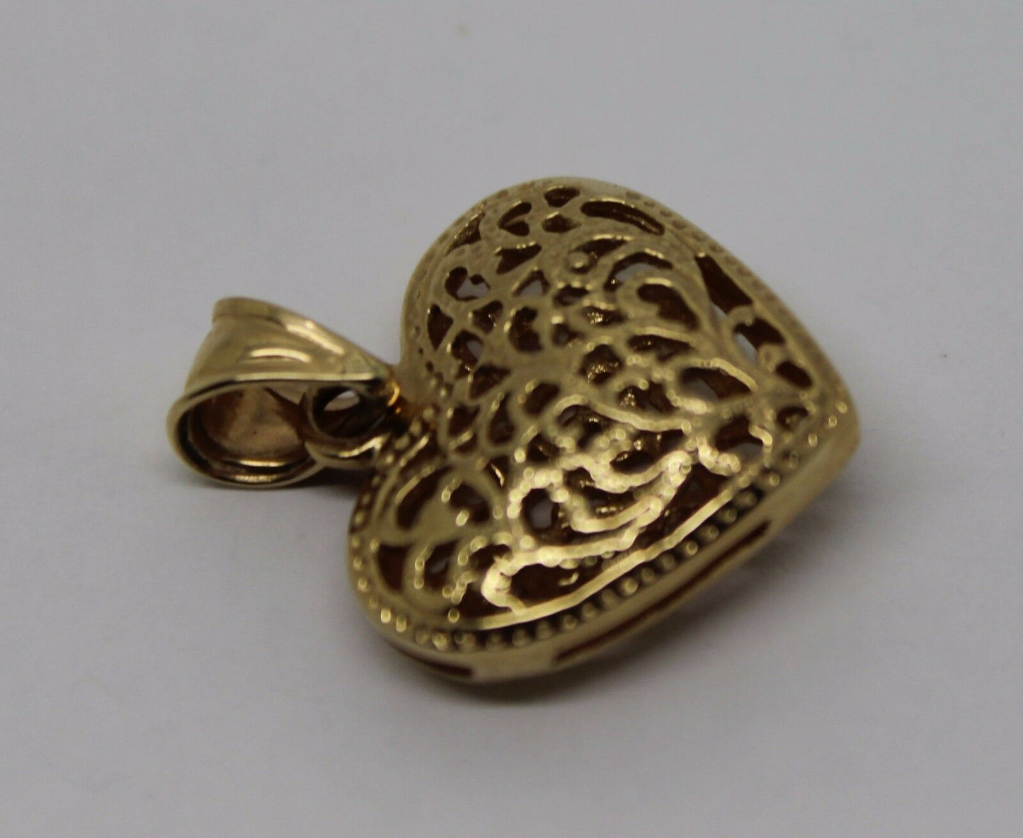 Genuine 9ct Yellow, Rose or White Gold Small to Medium Filigree Heart Pendant