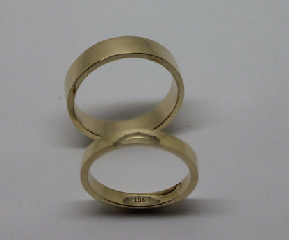 Genuine His & Hers Set Solid 9ct 9K Yellow Gold Flat Plain Wedding Bands Couple Rings