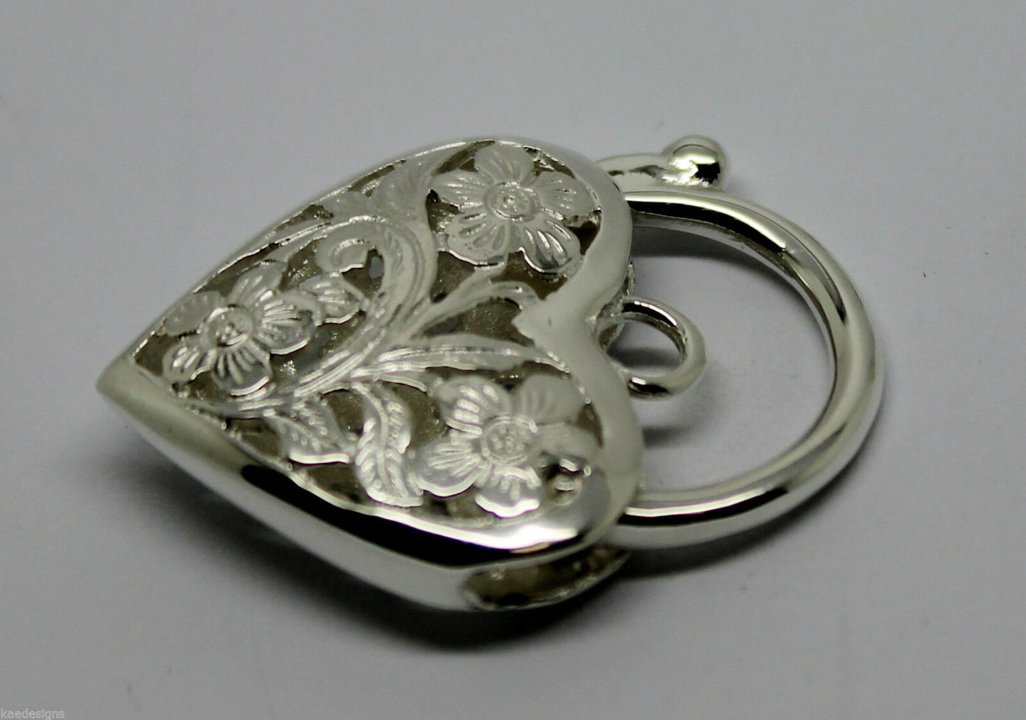 Kaedesigns New Sterling Silver Largest Heavy Large Heart Locket Padlock Filigree