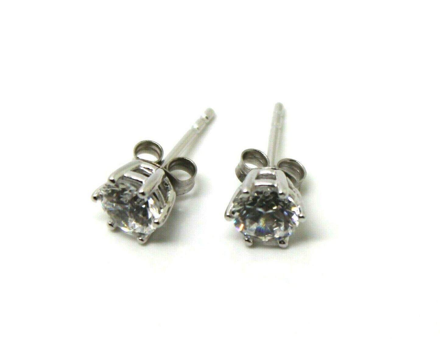 Genuine 9ct White Gold Cubic Zirconia Claw 5Mm Stud Earrings