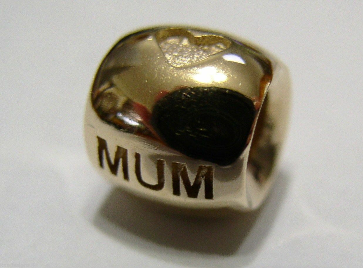 Kaedesigns, Genuine Solid 14ct Yellow Or Rose Or White Gold Mum Bead Charm