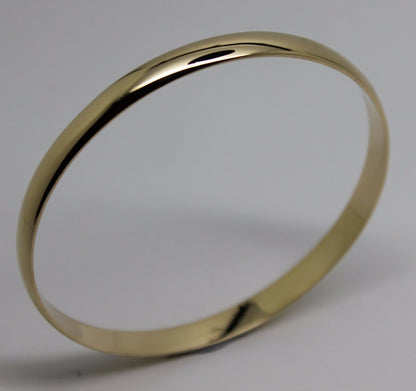 Genuine 9ct 9kt FULL SOLID Heavy Yellow, Rose or White Gold Bangle 6mm wide half round 60mm inside diameter