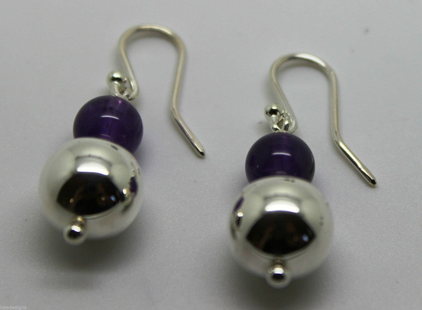 Genuine 12mm Sterling Silver 925 10mm Amethyst Ball Earrings