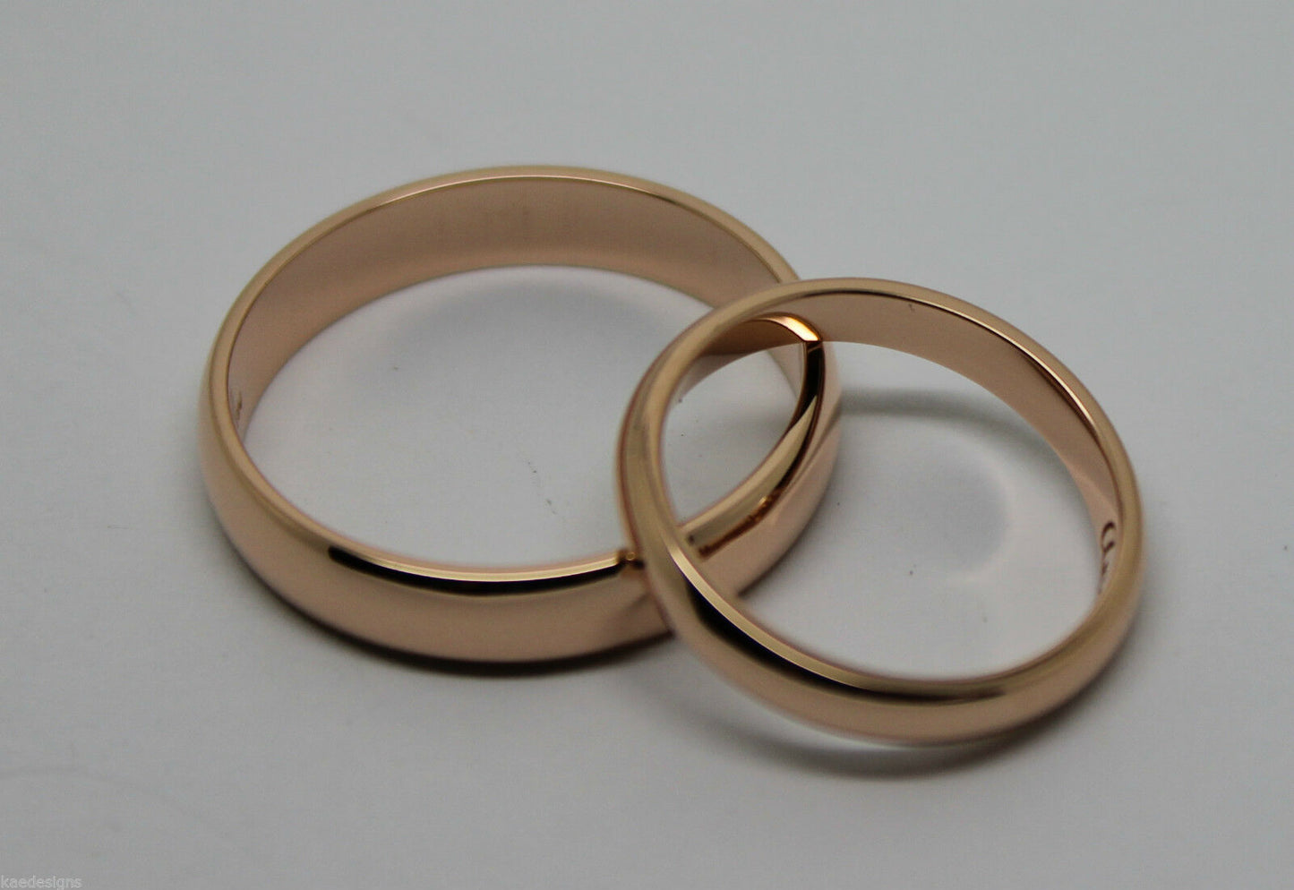 Kaedesigns, 2 Rings X Custom Made Solid 18ct 18kt Rose Gold Wedding Bands