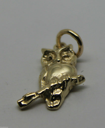 Kaedesigns Genuine 9ct Yellow or Rose or White Gold or Sterling Silver Wise Owl Charm or Pendant