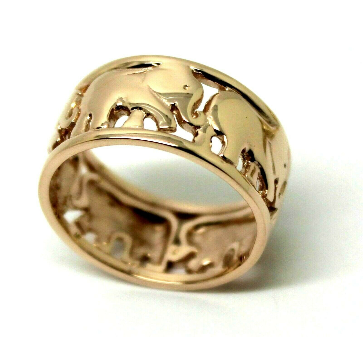 Kaedesigns, Solid 9ct 9k Yellow Or Rose Or White Gold Wide Solid Gold 375 Elephant Ring