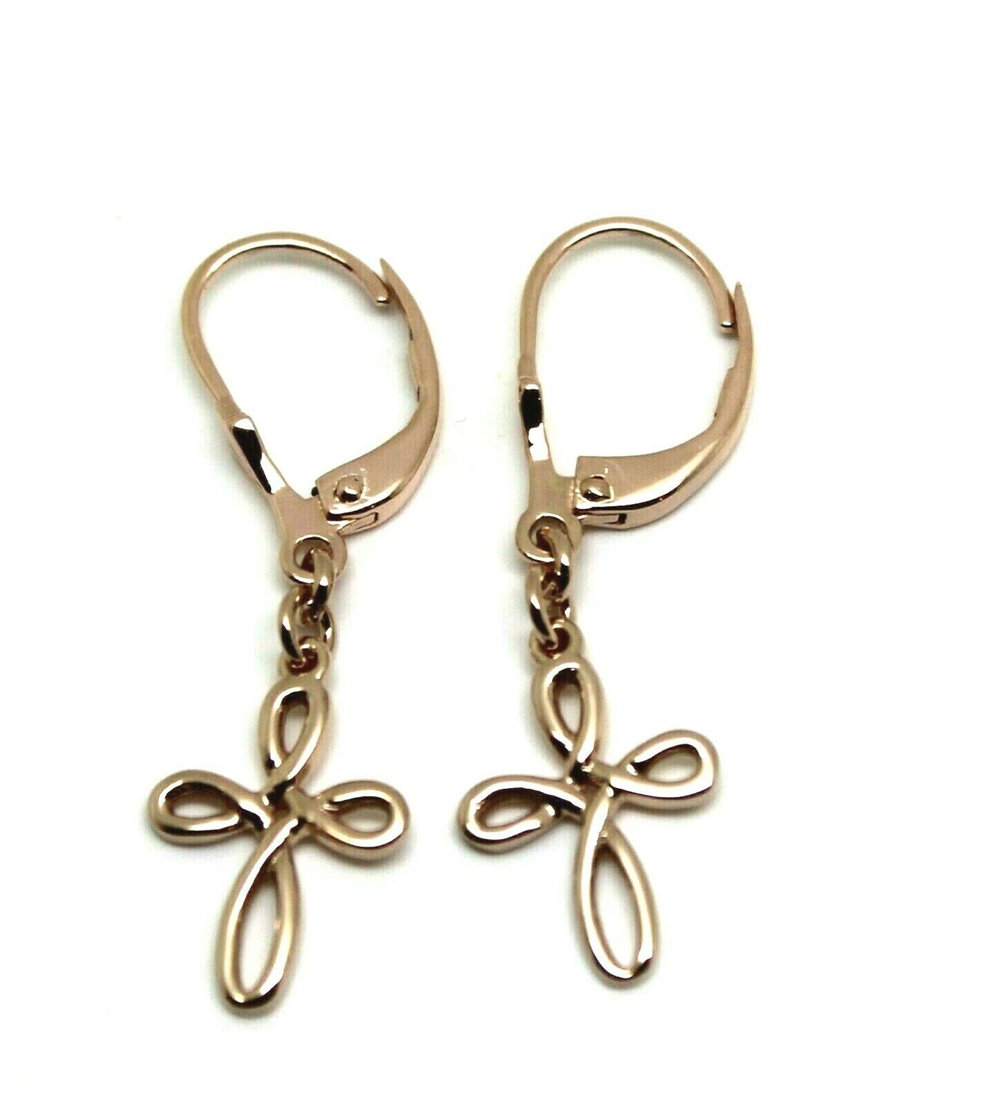 Genuine 9ct Yellow, White Or Rose Gold Continental Hooks Celtic Cross Earrings