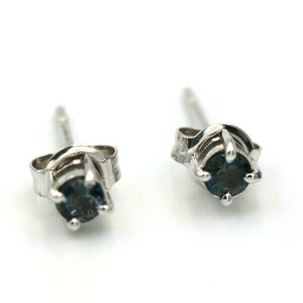 Kaedesigns New 9ct Solid White Gold London Blue Topaz 3mm Earrings *Free post