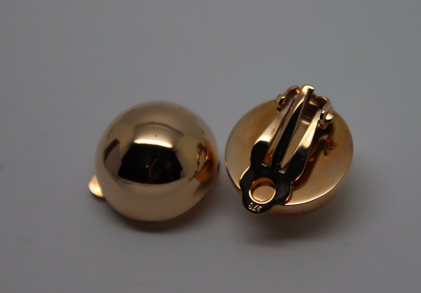 Kaedesigns New Genuine New 9ct Rose, Yellow Or White Gold Clip On 16mm Half Ball Earrings