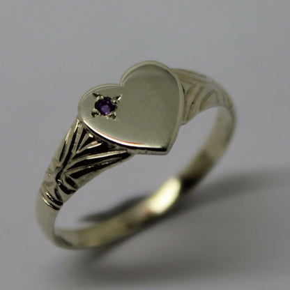 Kaedesigns New Sterling Silver Heart Amethyst Set Signet Ring