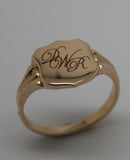 9ct Solid Rose Gold Large Signet Ring In Your Size P Plus Engraving 3 Initials