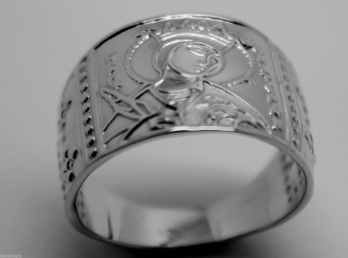 Kaedesigns, Genuine Heavy Solid Sterling Silver 925 St Saint Catherine Ring - Choose your size