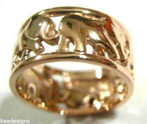 Kaedesigns, Solid 9ct 9k Yellow Or Rose Or White Gold Wide Solid Gold 375 Elephant Ring