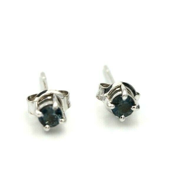 Kaedesigns New 9ct Solid White Gold London Blue Topaz 3mm Earrings *Free post