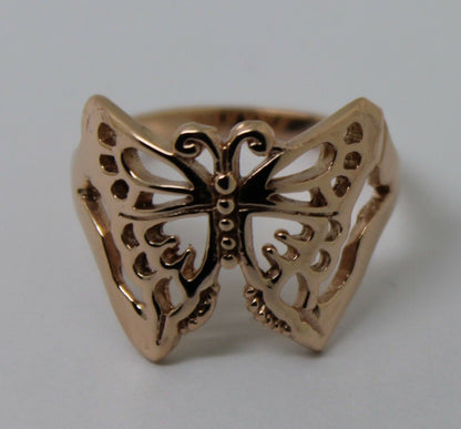 Solid Genuine 9ct White Or Rose Or Yellow Gold Large Butterfly Ring Size Q 236