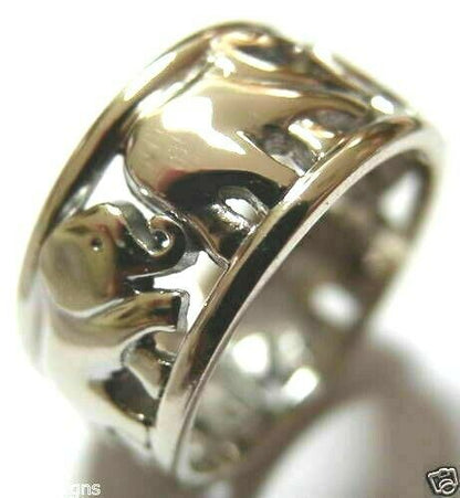 Kaedesigns, Solid 9ct 9k Yellow Or Rose Or White Gold Wide Solid Gold 375 Elephant Ring