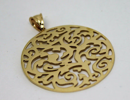 Kaedesigns New Genuine Heavy Solid 9ct 9kt Yellow, Rose or White Gold Round  Filigree Pendant