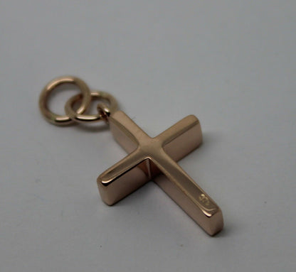 Kaedesigns, Genuine Solid Thin 9ct 9K Yellow, Rose or White Gold Plain Cross Pendant Double Bail