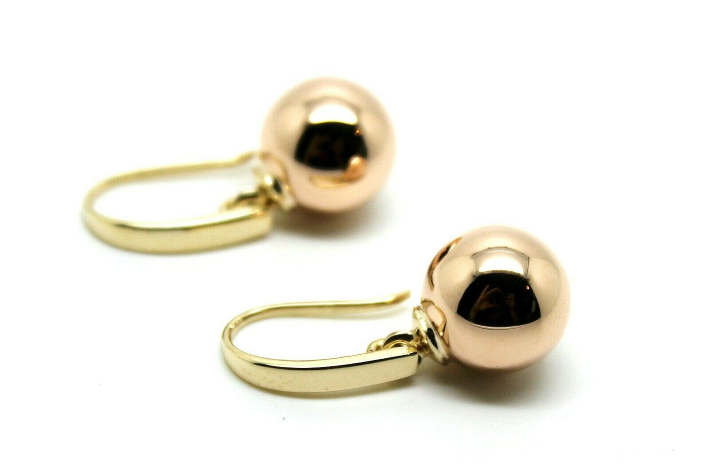 Kaedesigns Genuine New 9ct 9kt Yellow & Rose Gold 12mm Hook Drop Ball Earrings