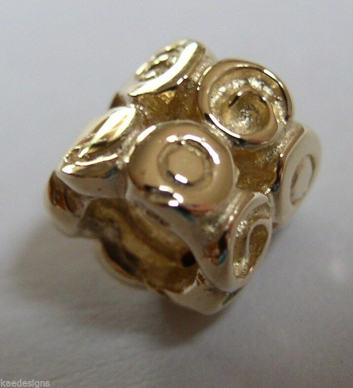 Kaedesigns, Genuine 9ct Yellow Or Rose Or White Gold Swirl Bead Charm