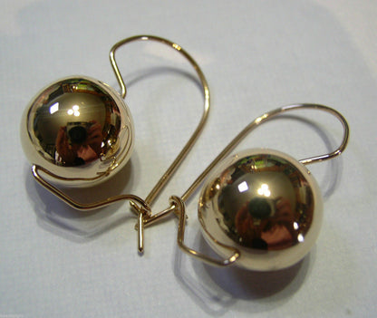 Kaedesigns, 9ct Yellow Or White Or Rose Gold 375 14mm Full Ball Hook Earrings