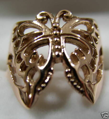 Solid Genuine 9ct White Or Rose Or Yellow Gold Large Butterfly Ring Size Q 236